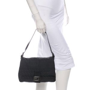 Fendi Zucchino Black Canvas Handle Bag